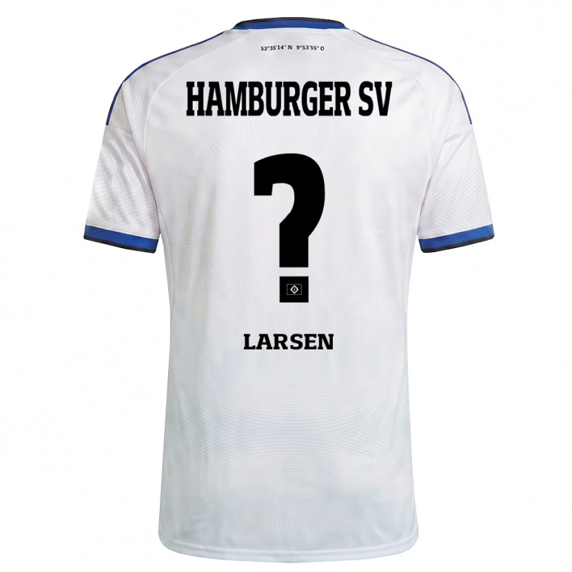 Danxen Niño Camiseta Yannik Larsen #0 Blanco Negro Azul 1ª Equipación 2026/27 La Camisa