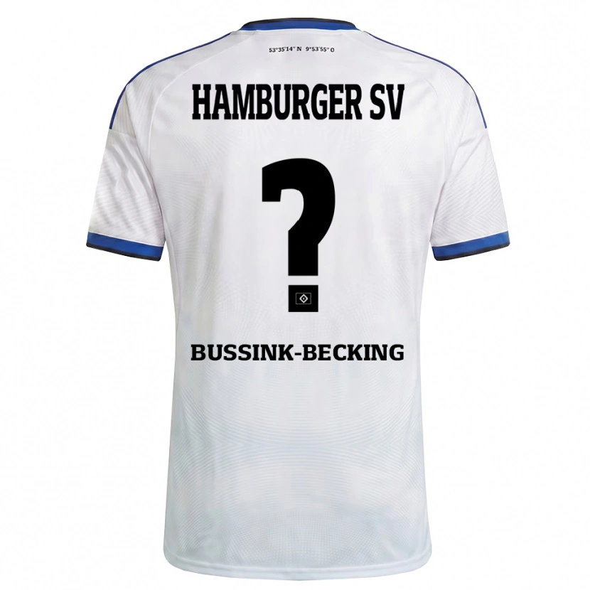 Danxen Niño Camiseta Piet-Luis Bussink-Becking #0 Blanco Negro Azul 1ª Equipación 2026/27 La Camisa