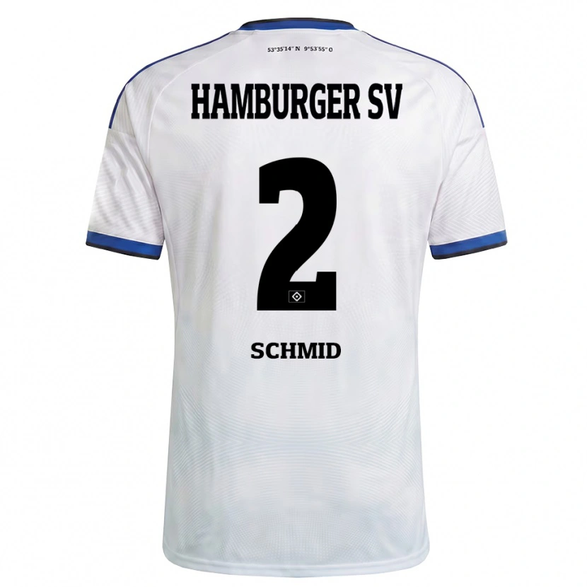 Danxen Niño Camiseta Maximilian Schmid #2 Blanco Negro Azul 1ª Equipación 2026/27 La Camisa