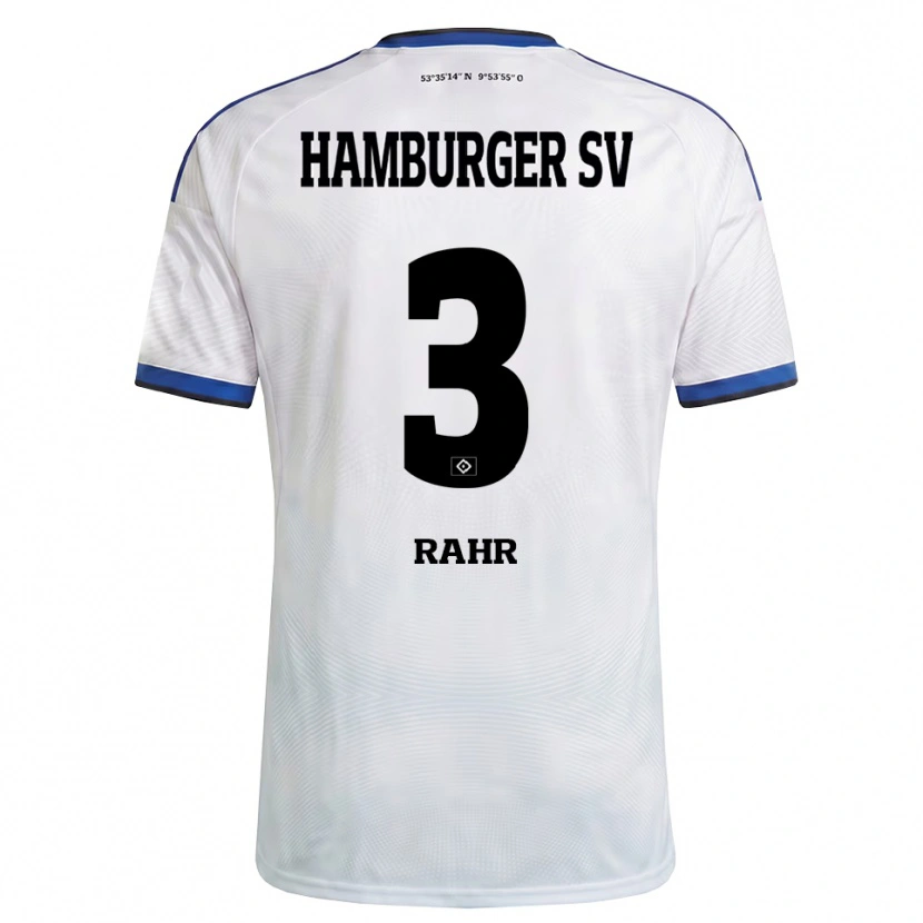 Danxen Niño Camiseta Calvin Rahr #3 Blanco Negro Azul 1ª Equipación 2026/27 La Camisa