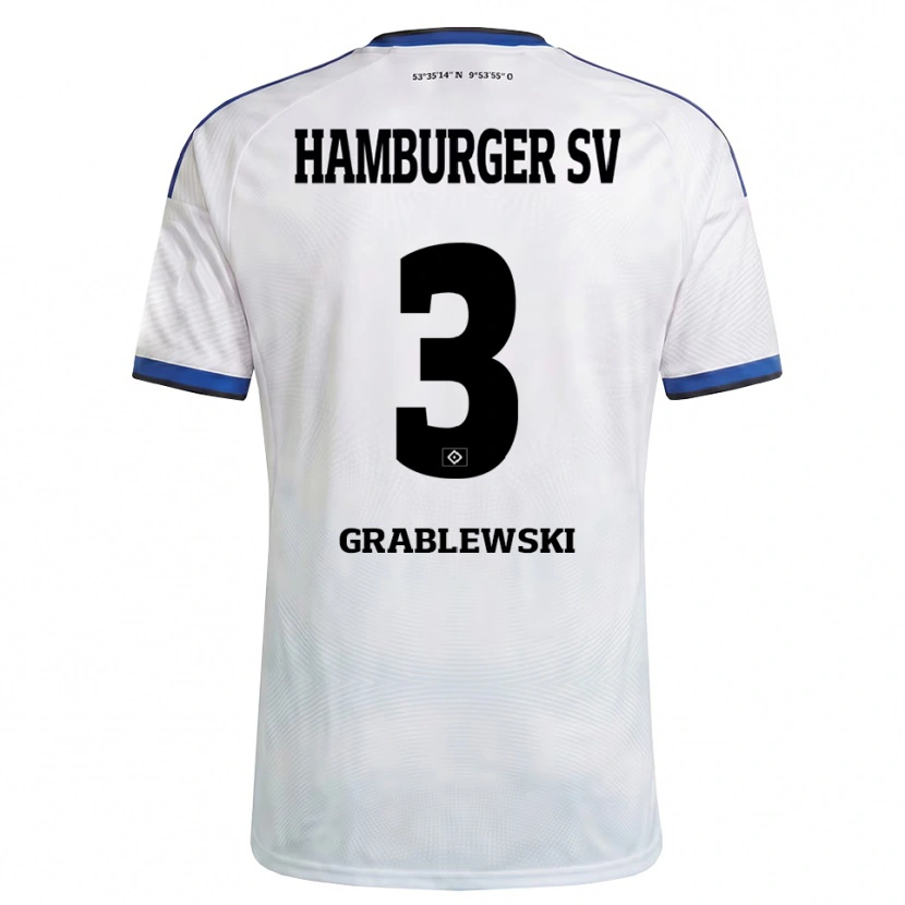 Danxen Niño Camiseta Max Grablewski #3 Blanco Negro Azul 1ª Equipación 2026/27 La Camisa