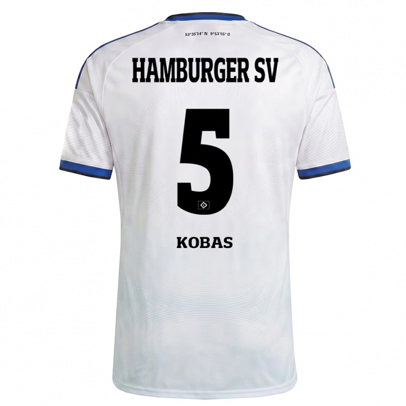 Danxen Niño Camiseta Jan Kobas #5 Blanco Negro Azul 1ª Equipación 2026/27 La Camisa