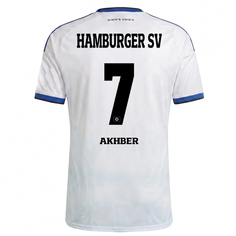 Danxen Niño Camiseta Youness Akhber #7 Blanco Negro Azul 1ª Equipación 2026/27 La Camisa