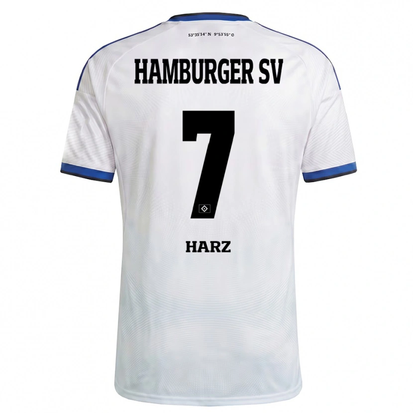 Danxen Niño Camiseta Theo Harz #7 Blanco Negro Azul 1ª Equipación 2026/27 La Camisa
