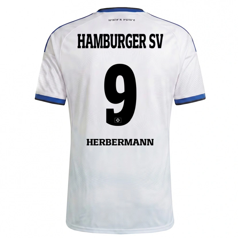 Danxen Niño Camiseta Kevin Herbermann #9 Blanco Negro Azul 1ª Equipación 2026/27 La Camisa