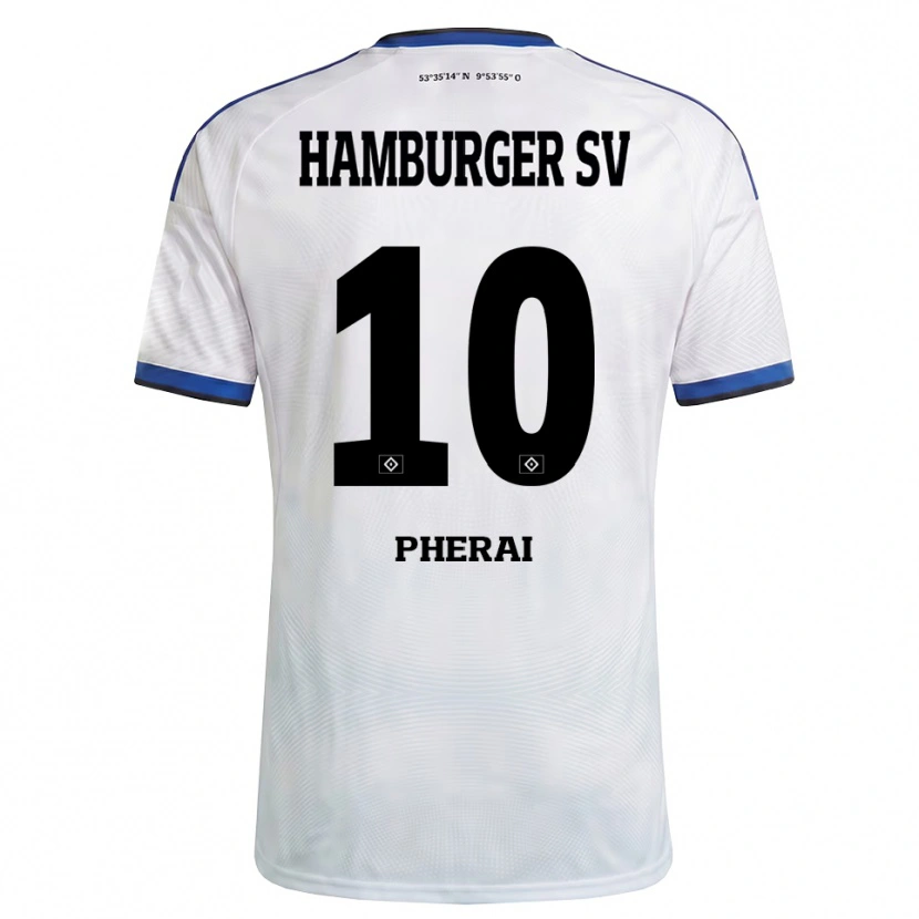 Danxen Niño Camiseta Immanuel Pherai #10 Blanco Negro Azul 1ª Equipación 2026/27 La Camisa