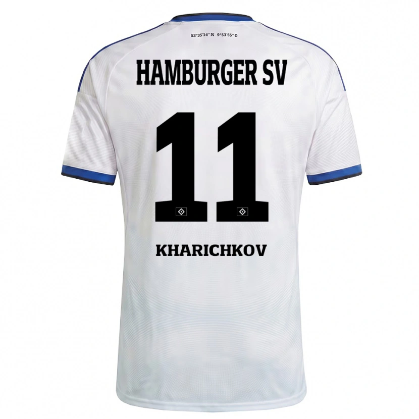 Danxen Niño Camiseta Valentyn Kharichkov #11 Blanco Negro Azul 1ª Equipación 2026/27 La Camisa