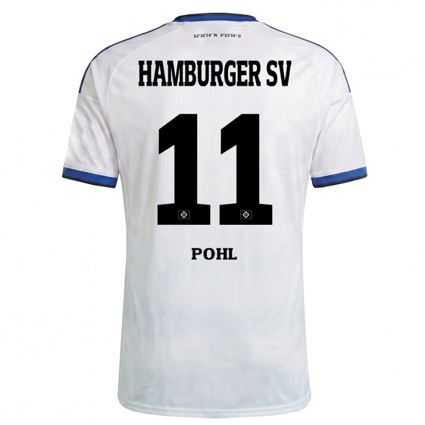 Danxen Niño Camiseta Jannik Pohl #11 Blanco Negro Azul 1ª Equipación 2026/27 La Camisa