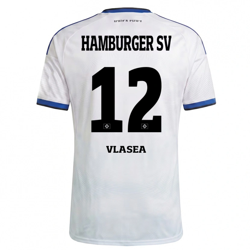 Danxen Niño Camiseta Lucian-Octavian Vlasea #12 Blanco Negro Azul 1ª Equipación 2026/27 La Camisa