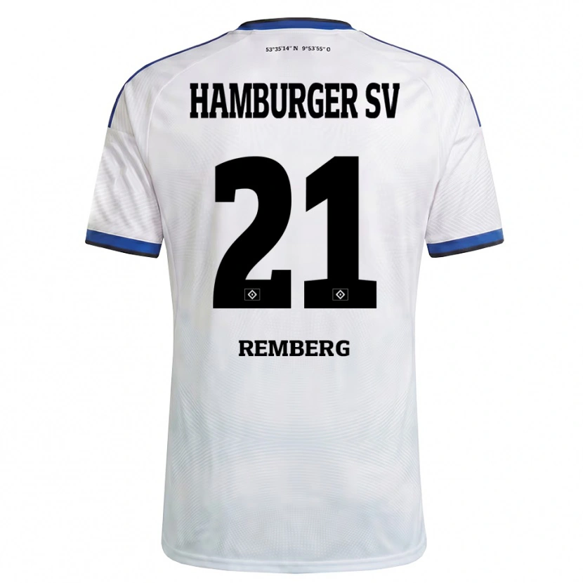 Danxen Niño Camiseta Nicolai Remberg #21 Blanco Negro Azul 1ª Equipación 2026/27 La Camisa