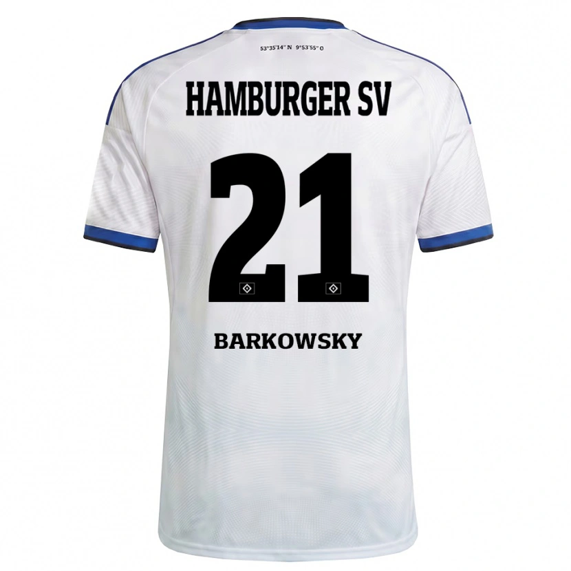 Danxen Niño Camiseta Finn Barkowsky #21 Blanco Negro Azul 1ª Equipación 2026/27 La Camisa