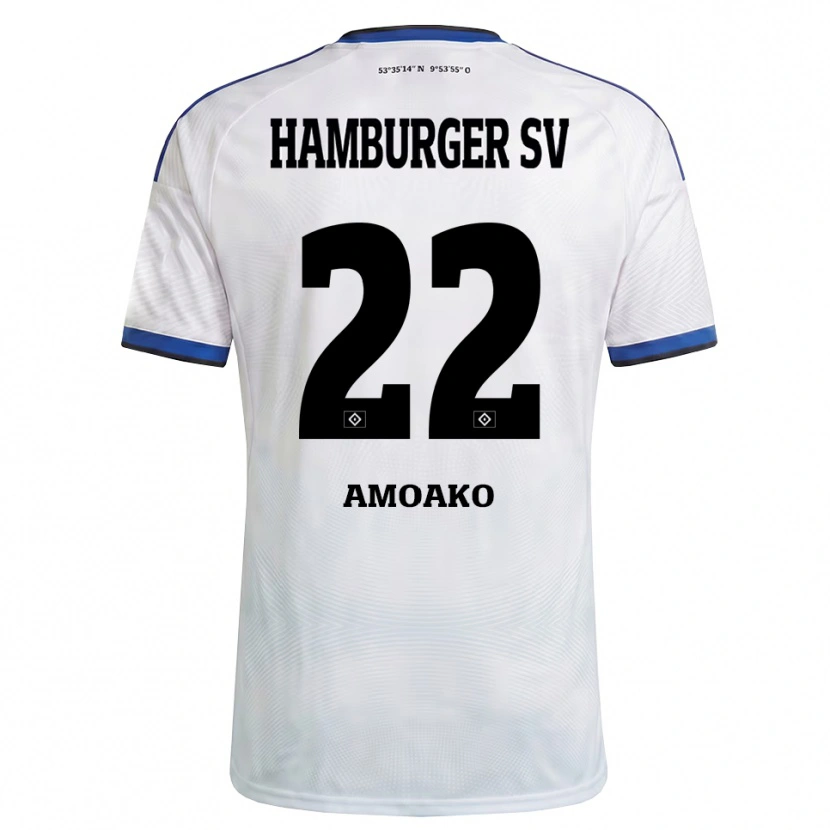 Danxen Niño Camiseta Kofi Amoako #22 Blanco Negro Azul 1ª Equipación 2026/27 La Camisa