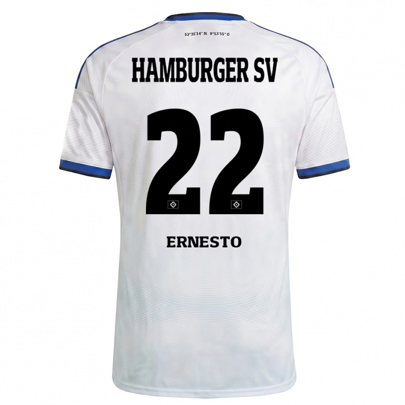 Danxen Niño Camiseta Jorge Ernesto #22 Blanco Negro Azul 1ª Equipación 2026/27 La Camisa