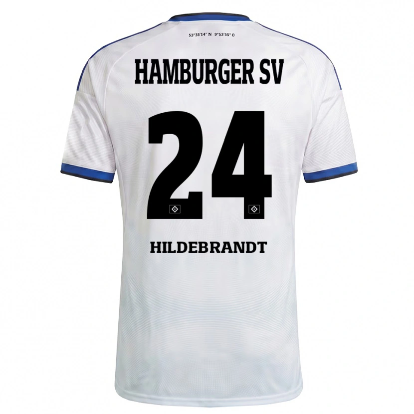 Danxen Niño Camiseta Tjark Hildebrandt #24 Blanco Negro Azul 1ª Equipación 2026/27 La Camisa