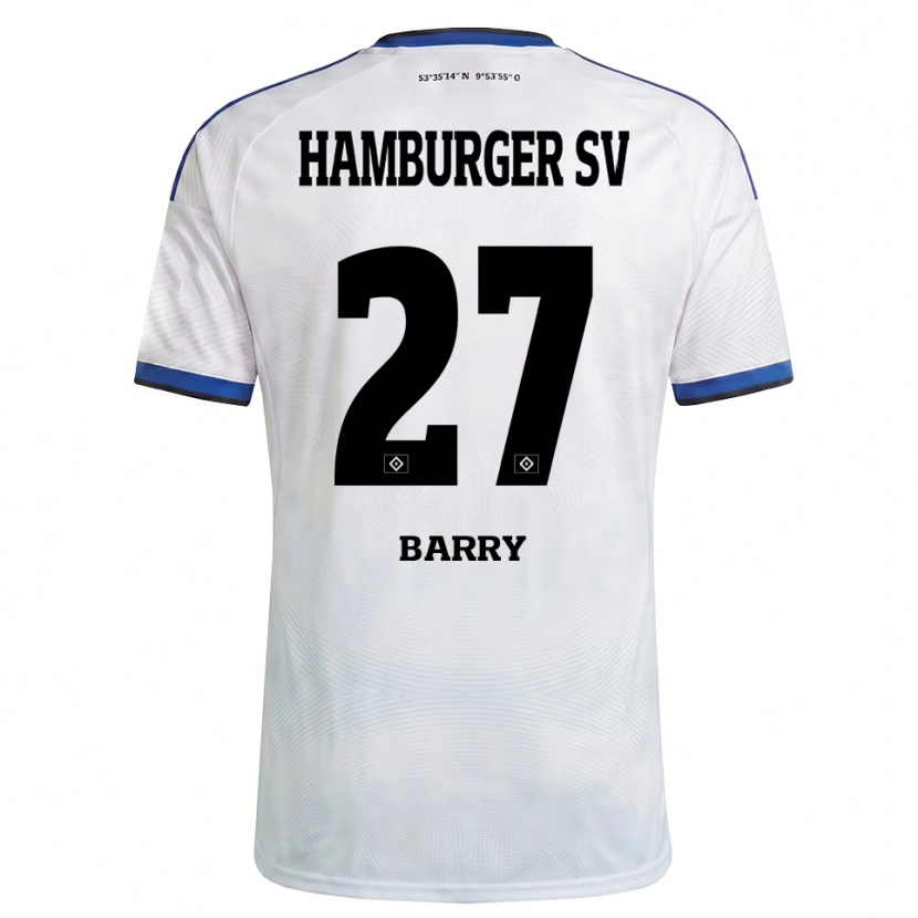 Danxen Niño Camiseta Alpha Barry #27 Blanco Negro Azul 1ª Equipación 2026/27 La Camisa