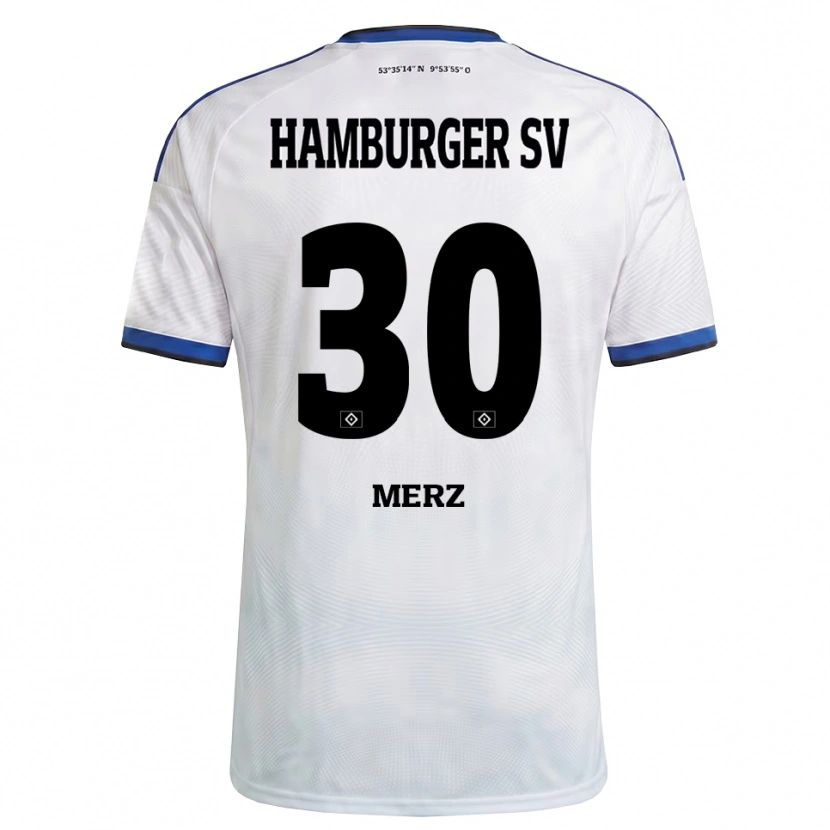 Danxen Niño Camiseta Selma Merz #30 Blanco Negro Azul 1ª Equipación 2026/27 La Camisa