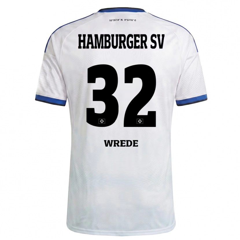 Danxen Niño Camiseta Lotta Wrede #32 Blanco Negro Azul 1ª Equipación 2026/27 La Camisa