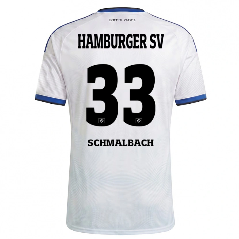Danxen Niño Camiseta Sebastian Schmalbach #33 Blanco Negro Azul 1ª Equipación 2026/27 La Camisa