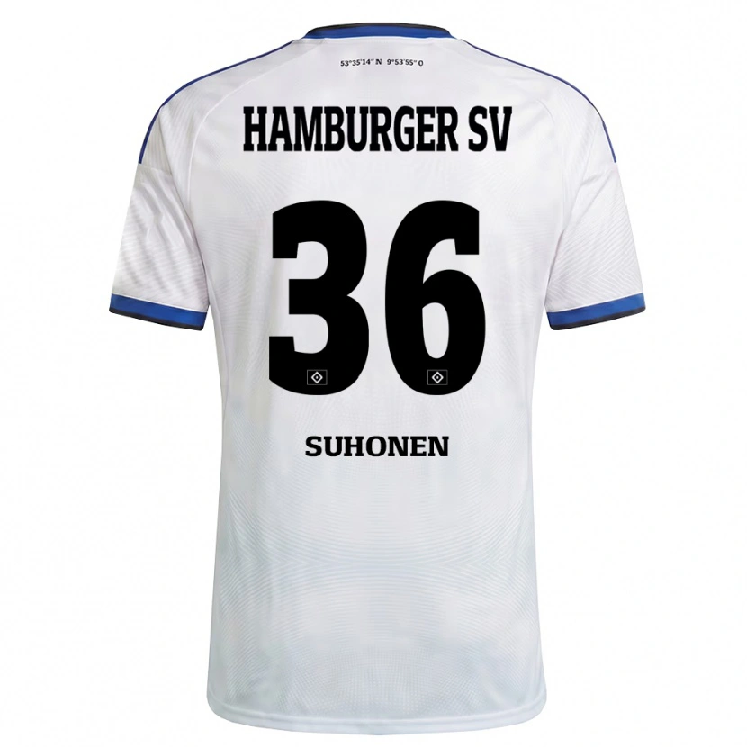 Danxen Niño Camiseta Anssi Suhonen #36 Blanco Negro Azul 1ª Equipación 2026/27 La Camisa