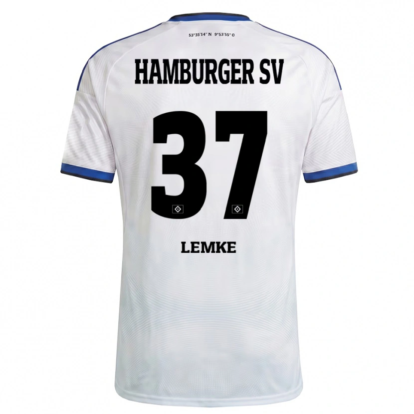 Danxen Niño Camiseta Louis Lemke #37 Blanco Negro Azul 1ª Equipación 2026/27 La Camisa