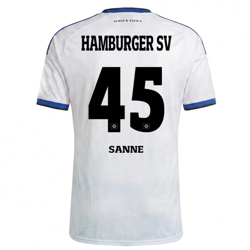 Danxen Niño Camiseta Tom Sanne #45 Blanco Negro Azul 1ª Equipación 2026/27 La Camisa