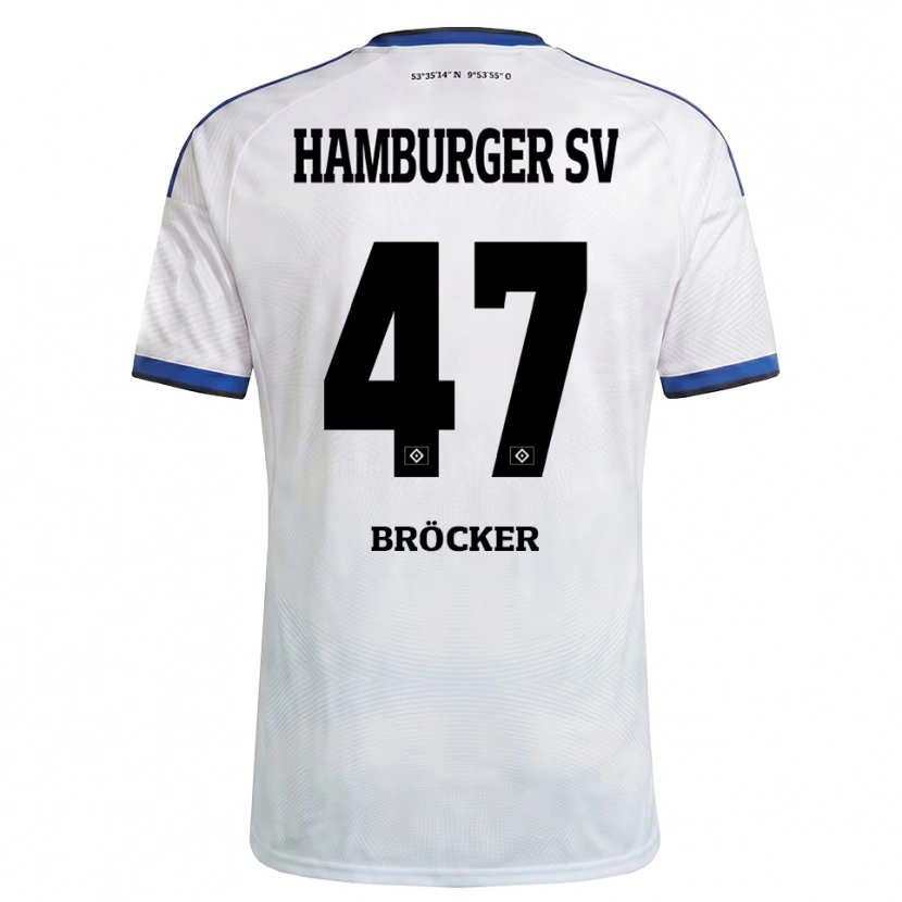 Danxen Niño Camiseta Mads Bröcker #47 Blanco Negro Azul 1ª Equipación 2026/27 La Camisa