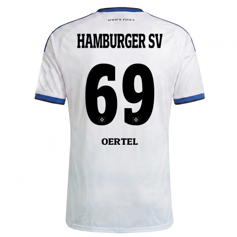 Danxen Niño Camiseta Jan Oertel #69 Blanco Negro Azul 1ª Equipación 2026/27 La Camisa