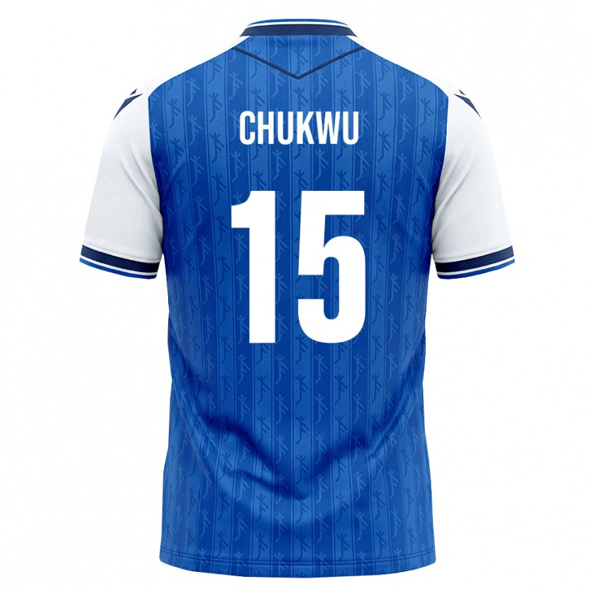 Danxen Niño Camiseta Emmanuel Chukwu #15 Azul Real Blanco 1ª Equipación 2026/27 La Camisa