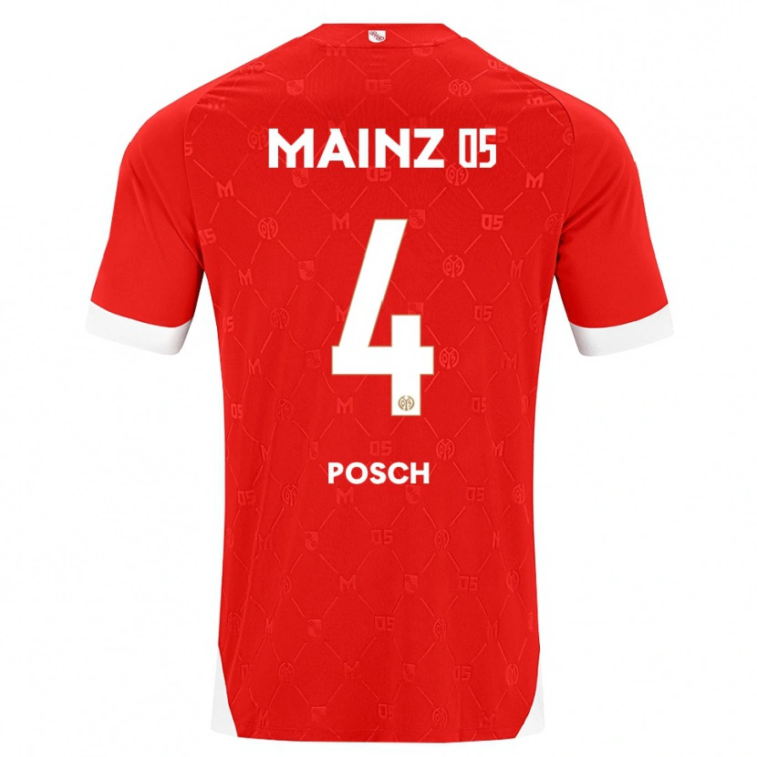Danxen Niño Camiseta Stefan Posch #4 Rojo Blanco 1ª Equipación 2026/27 La Camisa