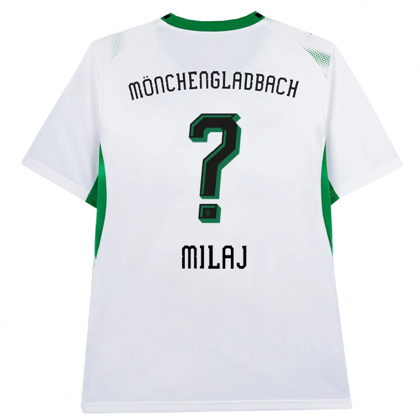 Danxen Niño Camiseta Adonis Milaj #0 Blanco Negro Verde 1ª Equipación 2026/27 La Camisa