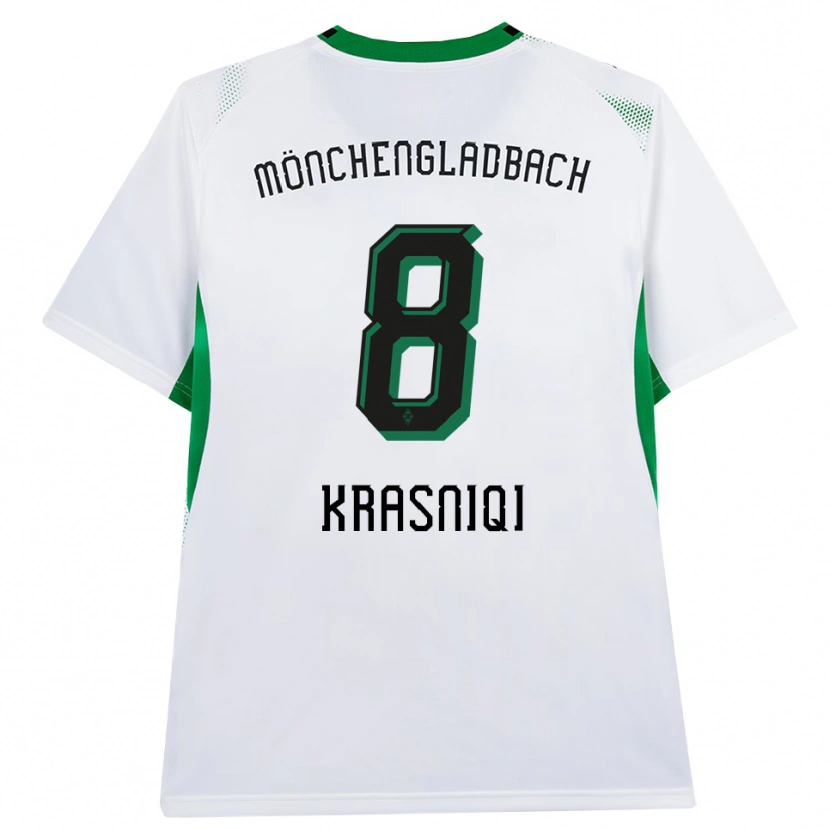 Danxen Niño Camiseta Engjell Krasniqi #8 Blanco Negro Verde 1ª Equipación 2026/27 La Camisa
