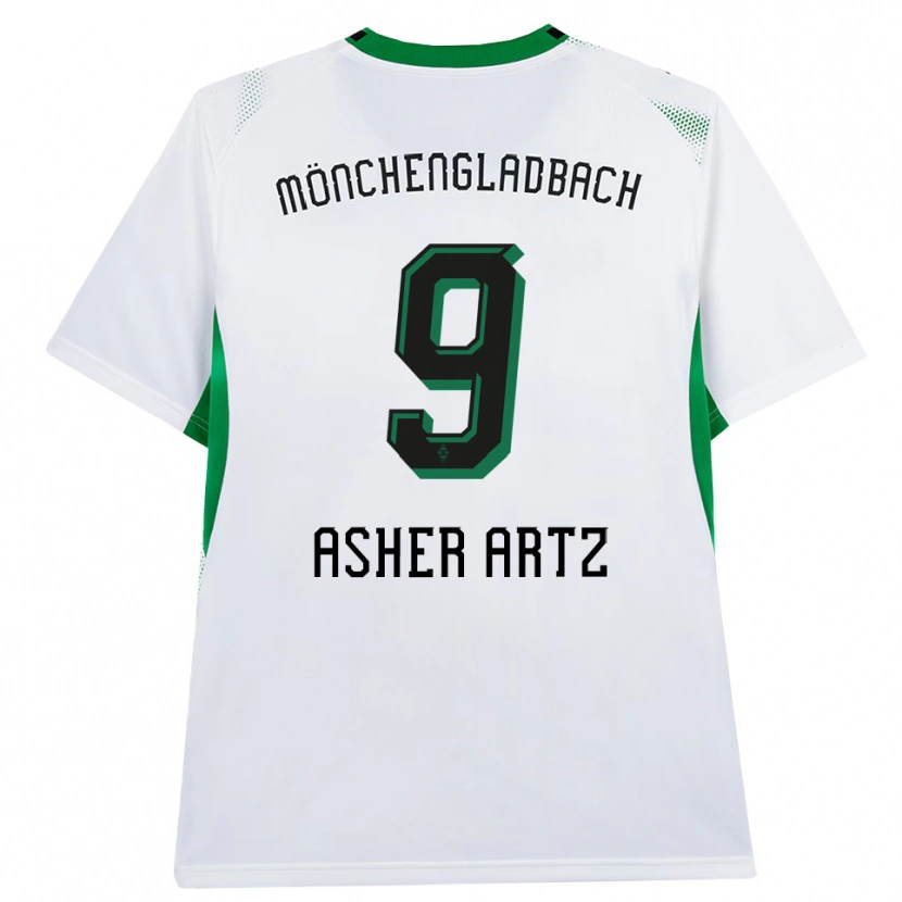 Danxen Niño Camiseta Asher Artz #9 Blanco Negro Verde 1ª Equipación 2026/27 La Camisa