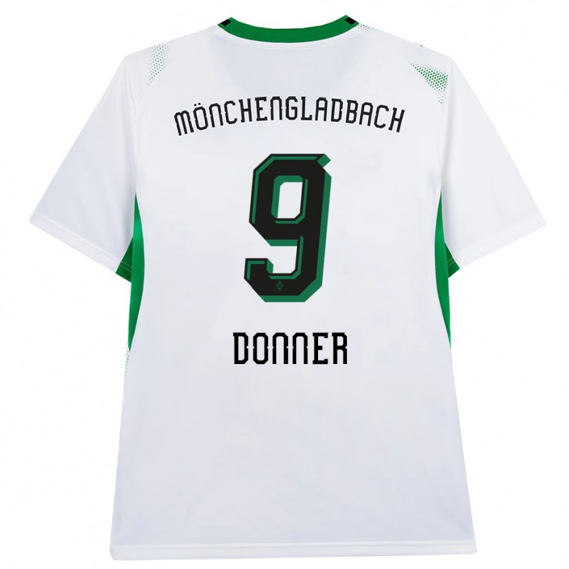 Danxen Niño Camiseta Maximilian Donner #9 Blanco Negro Verde 1ª Equipación 2026/27 La Camisa