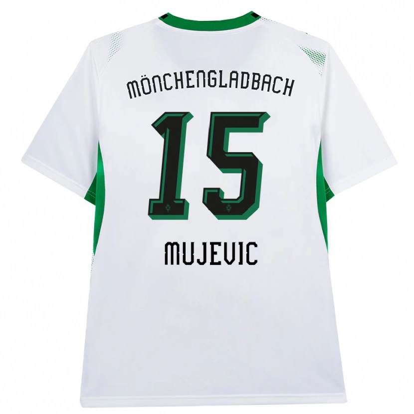 Danxen Niño Camiseta Samin Mujevic #15 Blanco Negro Verde 1ª Equipación 2026/27 La Camisa