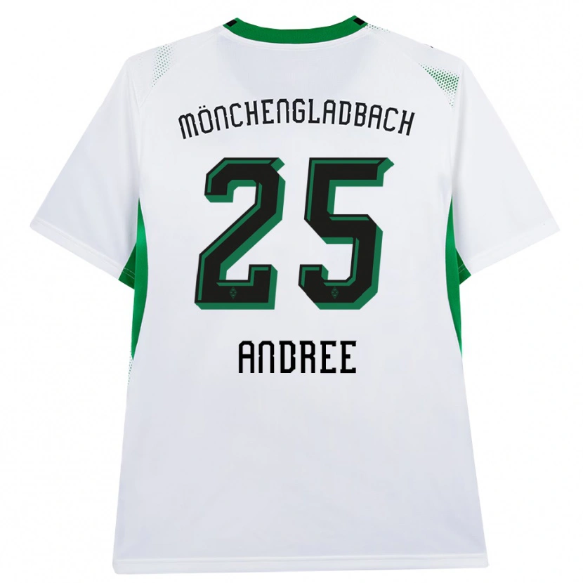Danxen Niño Camiseta Lukas Andree #25 Blanco Negro Verde 1ª Equipación 2026/27 La Camisa