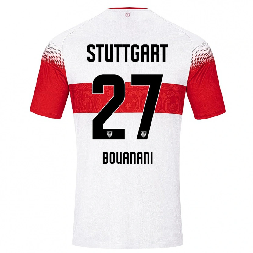 Danxen Niño Camiseta Badredine Bouanani #27 Blanco Rojo Amarillo 1ª Equipación 2026/27 La Camisa