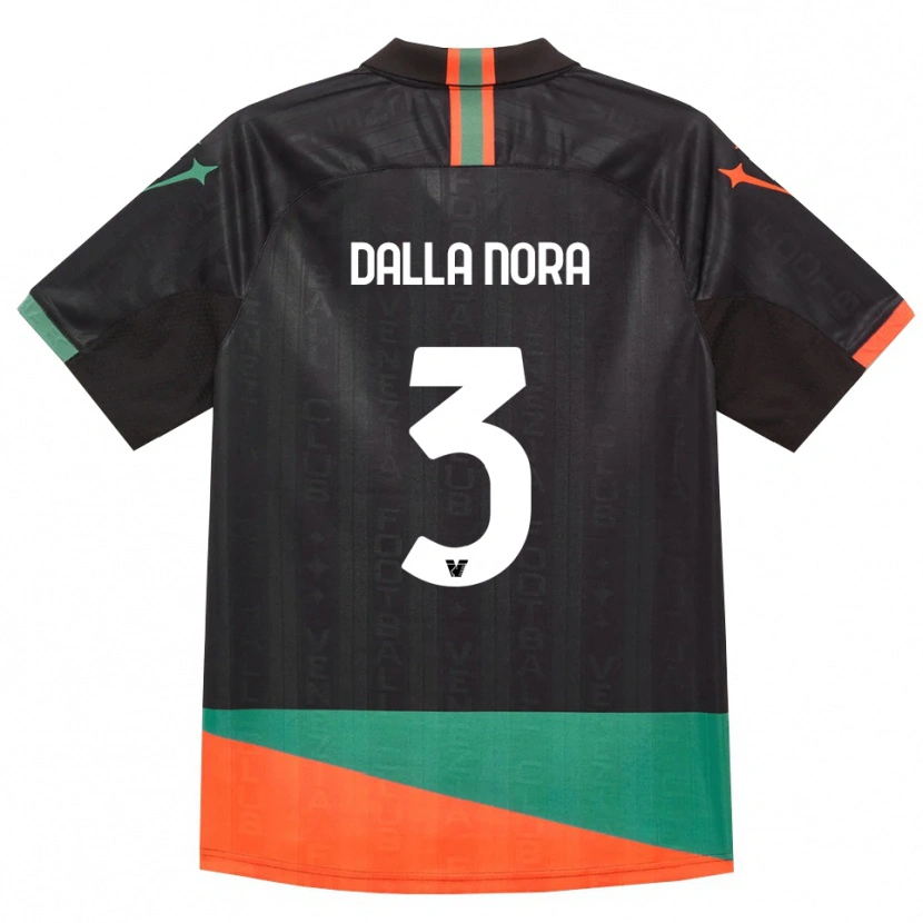 Danxen Niño Camiseta Edoardo Dalla Nora #3 Negro Naranja Verde 1ª Equipación 2026/27 La Camisa