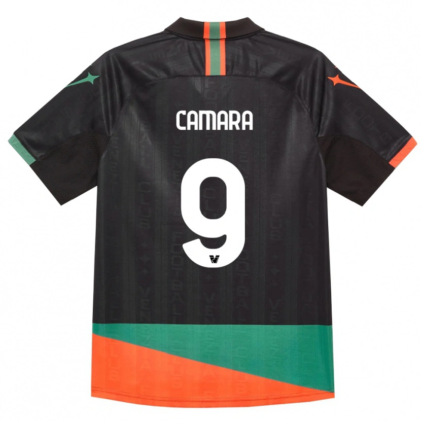 Danxen Niño Camiseta Bakary Camara #9 Negro Naranja Verde 1ª Equipación 2026/27 La Camisa