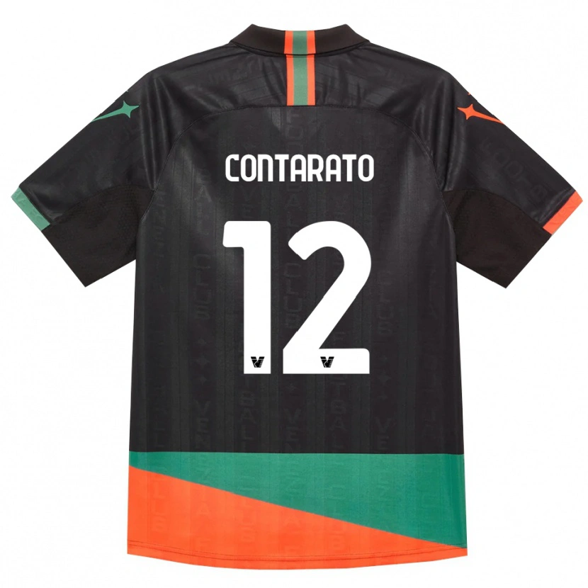 Danxen Niño Camiseta Ettore Contarato #12 Negro Naranja Verde 1ª Equipación 2026/27 La Camisa