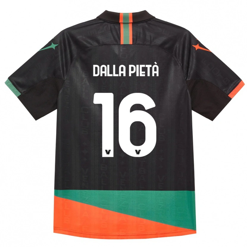 Danxen Niño Camiseta Leonardo Dalla Pietà #16 Negro Naranja Verde 1ª Equipación 2026/27 La Camisa