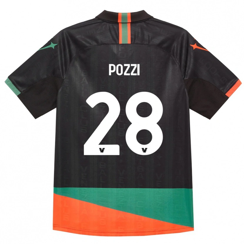 Danxen Niño Camiseta Alessio Pozzi #28 Negro Naranja Verde 1ª Equipación 2026/27 La Camisa