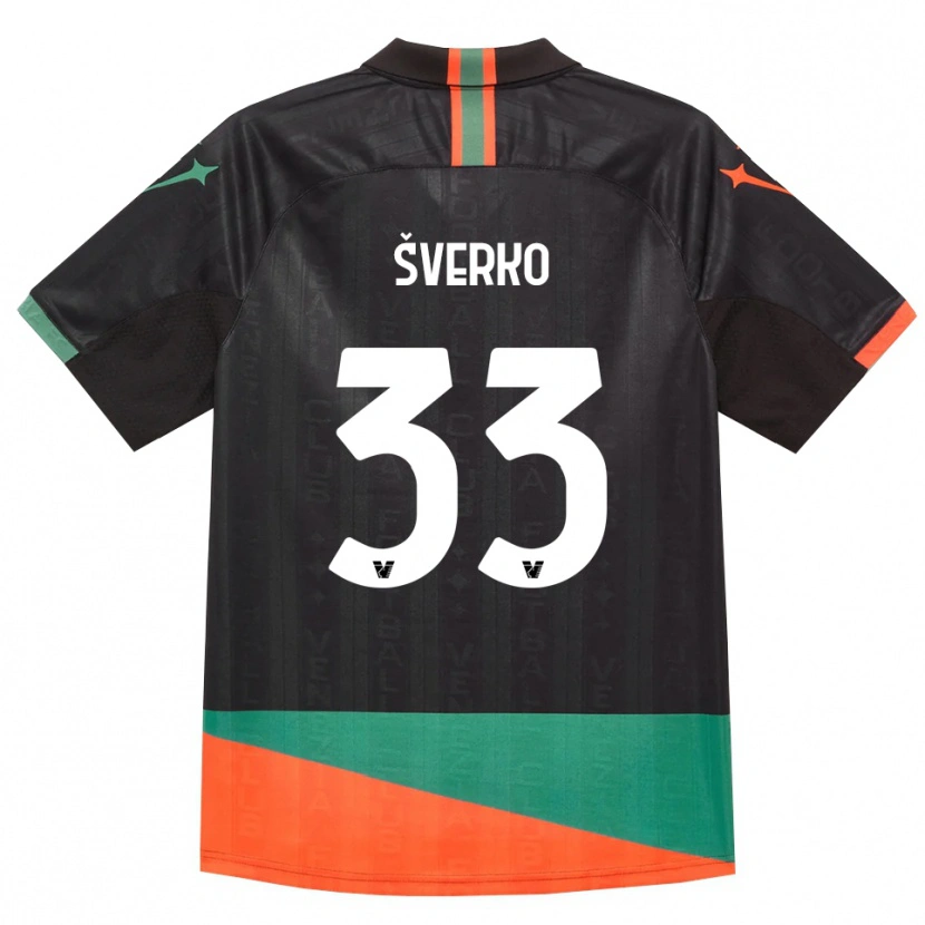 Danxen Niño Camiseta Marin Šverko #33 Negro Naranja Verde 1ª Equipación 2026/27 La Camisa