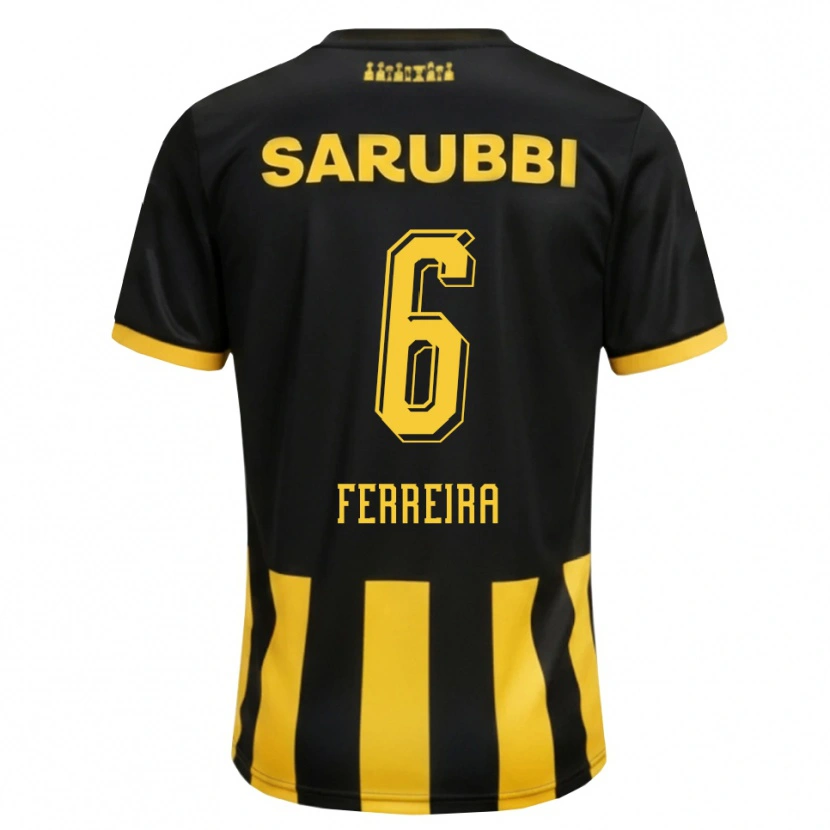Danxen Niño Camiseta Lucas Ferreira #6 Negro Amarillo 1ª Equipación 2026/27 La Camisa