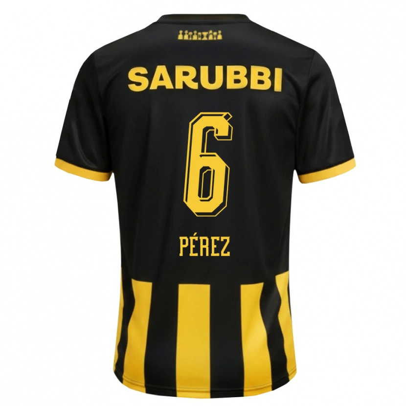 Danxen Niño Camiseta Rodrigo Pérez #6 Negro Amarillo 1ª Equipación 2026/27 La Camisa
