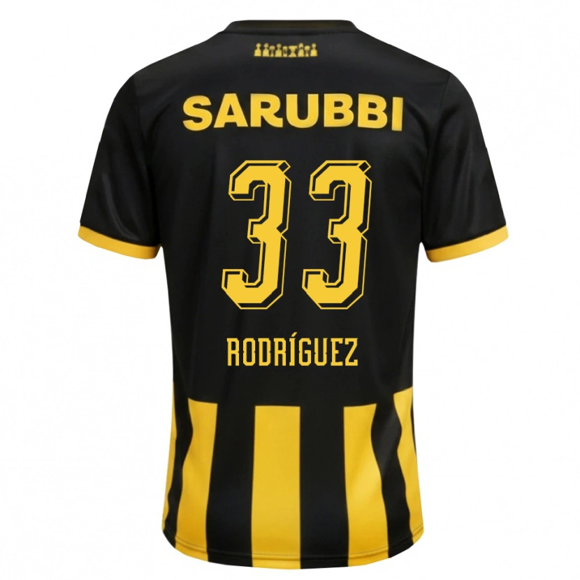 Danxen Niño Camiseta Jonathan Rodríguez #33 Negro Amarillo 1ª Equipación 2026/27 La Camisa