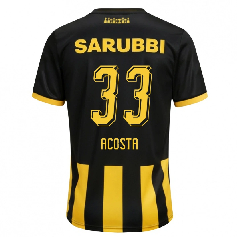 Danxen Niño Camiseta Nahuel Acosta #33 Negro Amarillo 1ª Equipación 2026/27 La Camisa