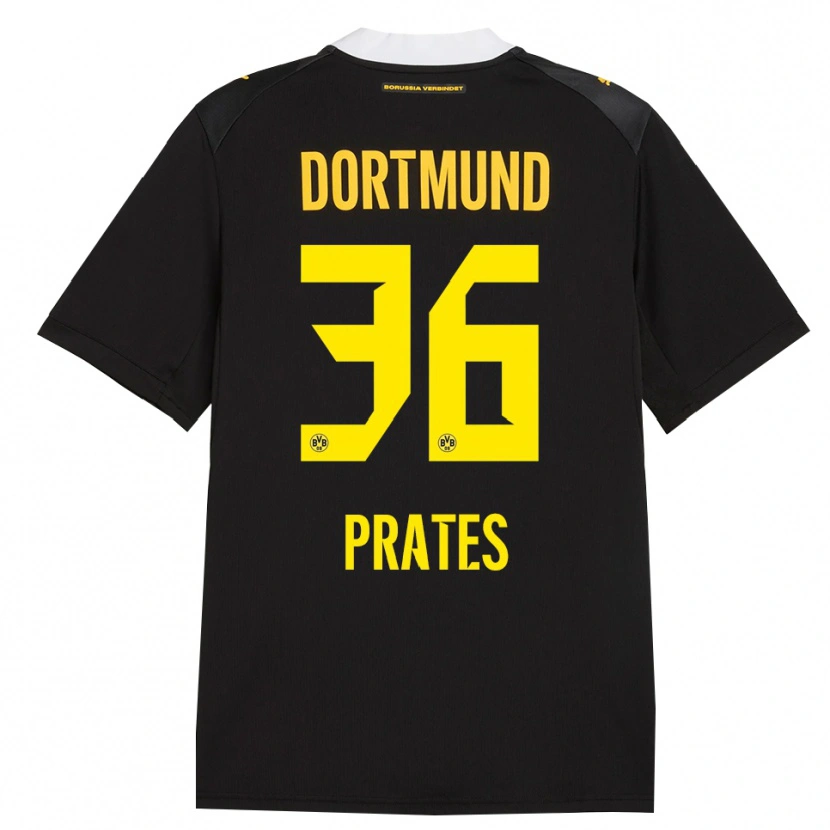 Danxen Niño Camiseta Kauã Prates #36 Negro Rojo Amarillo 2ª Equipación 2026/27 La Camisa