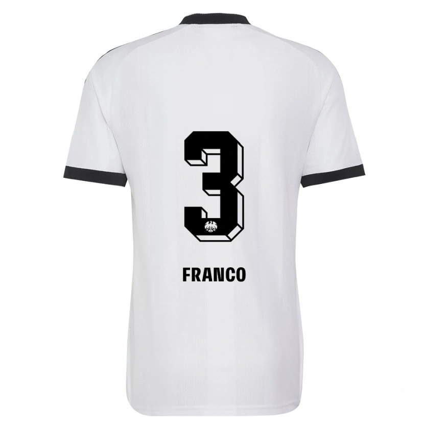 Danxen Niño Camiseta Giuseppe Franco #3 Blanco Negro 2ª Equipación 2026/27 La Camisa