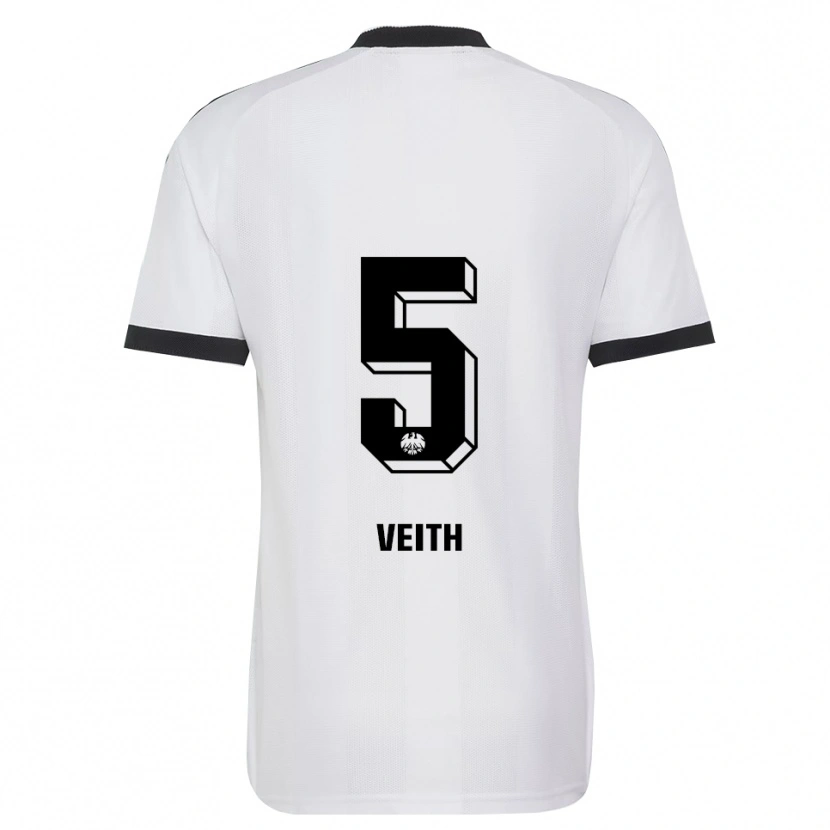 Danxen Niño Camiseta Titus Veith #5 Blanco Negro 2ª Equipación 2026/27 La Camisa
