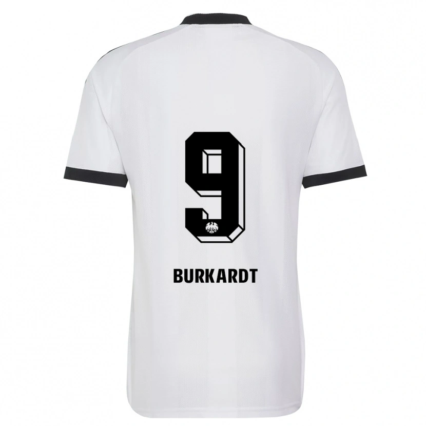 Danxen Niño Camiseta Jonathan Burkardt #9 Blanco Negro 2ª Equipación 2026/27 La Camisa
